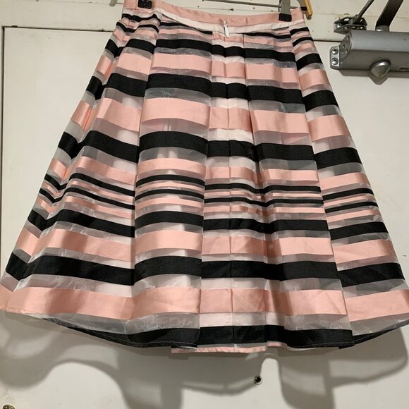 PINK TARTAN MIDI SHEER STRIPE SKIRTS SIZE 2 - Picture 4 of 8